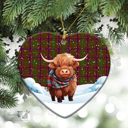 Scottish Lumsden Tartan Christmas Ceramic Ornament - Highland Cows Snow Style - Tartan Christmas Ornaments Scottish Plaid Tartan Plaid - ScotsTee - scotstee.com