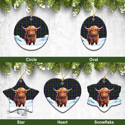 Scottish MacDonald Tartan Christmas Ceramic Ornament - Highland Cows Snow Style - Tartan Christmas Ornaments Scottish Plaid Tartan Plaid - ScotsTee - scotstee.com