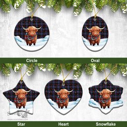 Scottish Nairn Tartan Christmas Ceramic Ornament - Highland Cows Snow Style - Tartan Christmas Ornaments Scottish Plaid Tartan Plaid - ScotsTee - scotstee.com