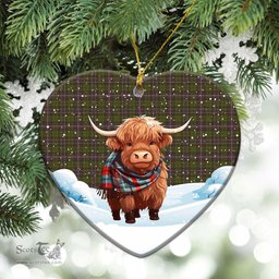Scottish McVicker Tartan Christmas Ceramic Ornament - Highland Cows Snow Style - Tartan Christmas Ornaments Scottish Plaid Tartan Plaid - ScotsTee - scotstee.com