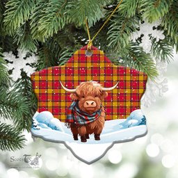 Scottish Scrymgeour Tartan Christmas Ceramic Ornament - Highland Cows Snow Style - Tartan Christmas Ornaments Scottish Plaid Tartan Plaid - ScotsTee - scotstee.com