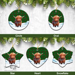 Scottish Wallace Hunting Modern Tartan Christmas Ceramic Ornament - Highland Cows Snow Style - Tartan Christmas Ornaments Scottish Plaid Tartan Plaid - ScotsTee - scotstee.com