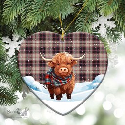 Scottish McPherson Hunting Ancient Tartan Christmas Ceramic Ornament - Highland Cows Snow Style - Tartan Christmas Ornaments Scottish Plaid Tartan Plaid - ScotsTee - scotstee.com