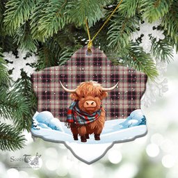 Scottish McPherson Hunting Ancient Tartan Christmas Ceramic Ornament - Highland Cows Snow Style - Tartan Christmas Ornaments Scottish Plaid Tartan Plaid - ScotsTee - scotstee.com