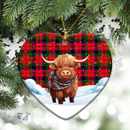 Scottish McNaughton Modern Tartan Christmas Ceramic Ornament - Highland Cows Snow Style - Tartan Christmas Ornaments Scottish Plaid Tartan Plaid - ScotsTee - scotstee.com