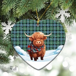 Scottish Melville Tartan Christmas Ceramic Ornament - Highland Cows Snow Style - Tartan Christmas Ornaments Scottish Plaid Tartan Plaid - ScotsTee - scotstee.com