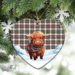 Scottish Stewart Dress Modern Tartan Christmas Ceramic Ornament - Highland Cows Snow Style - Tartan Christmas Ornaments Scottish Plaid Tartan Plaid - ScotsTee - scotstee.com