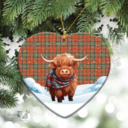 Scottish Scott Ancient Tartan Christmas Ceramic Ornament - Highland Cows Snow Style - Tartan Christmas Ornaments Scottish Plaid Tartan Plaid - ScotsTee - scotstee.com
