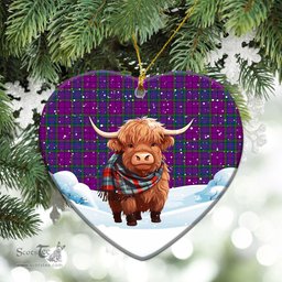 Scottish Wardlaw Modern Tartan Christmas Ceramic Ornament - Highland Cows Snow Style - Tartan Christmas Ornaments Scottish Plaid Tartan Plaid - ScotsTee - scotstee.com