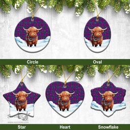 Scottish Wardlaw Modern Tartan Christmas Ceramic Ornament - Highland Cows Snow Style - Tartan Christmas Ornaments Scottish Plaid Tartan Plaid - ScotsTee - scotstee.com