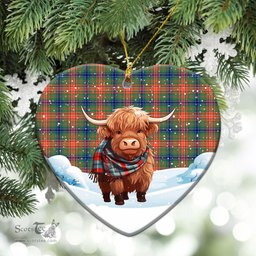 Scottish Wilson Ancient Tartan Christmas Ceramic Ornament - Highland Cows Snow Style - Tartan Christmas Ornaments Scottish Plaid Tartan Plaid - ScotsTee - scotstee.com