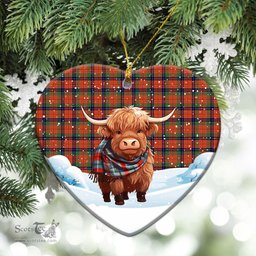 Scottish Nicolson Ancient Tartan Christmas Ceramic Ornament - Highland Cows Snow Style - Tartan Christmas Ornaments Scottish Plaid Tartan Plaid - ScotsTee - scotstee.com
