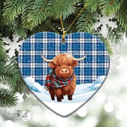 Scottish Roberton Tartan Christmas Ceramic Ornament - Highland Cows Snow Style - Tartan Christmas Ornaments Scottish Plaid Tartan Plaid - ScotsTee - scotstee.com
