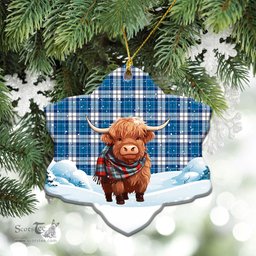 Scottish Roberton Tartan Christmas Ceramic Ornament - Highland Cows Snow Style - Tartan Christmas Ornaments Scottish Plaid Tartan Plaid - ScotsTee - scotstee.com