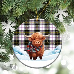 Scottish McPherson Dress Modern Tartan Christmas Ceramic Ornament - Highland Cows Snow Style - Tartan Christmas Ornaments Scottish Plaid Tartan Plaid - ScotsTee - scotstee.com