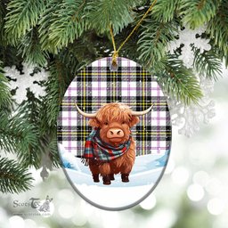 Scottish McPherson Dress Modern Tartan Christmas Ceramic Ornament - Highland Cows Snow Style - Tartan Christmas Ornaments Scottish Plaid Tartan Plaid - ScotsTee - scotstee.com