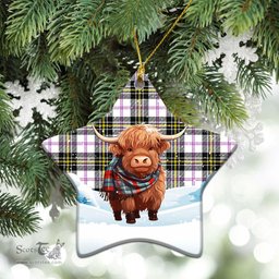 Scottish McPherson Dress Modern Tartan Christmas Ceramic Ornament - Highland Cows Snow Style - Tartan Christmas Ornaments Scottish Plaid Tartan Plaid - ScotsTee - scotstee.com