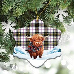 Scottish McPherson Dress Modern Tartan Christmas Ceramic Ornament - Highland Cows Snow Style - Tartan Christmas Ornaments Scottish Plaid Tartan Plaid - ScotsTee - scotstee.com