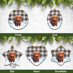 Scottish McPherson Dress Modern Tartan Christmas Ceramic Ornament - Highland Cows Snow Style - Tartan Christmas Ornaments Scottish Plaid Tartan Plaid - ScotsTee - scotstee.com