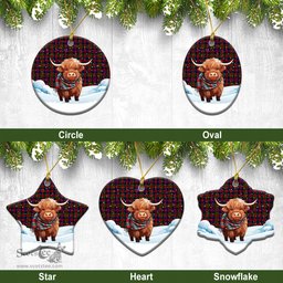 Scottish Tennant Tartan Christmas Ceramic Ornament - Highland Cows Snow Style - Tartan Christmas Ornaments Scottish Plaid Tartan Plaid - ScotsTee - scotstee.com