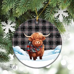 Scottish Moffat Modern Tartan Christmas Ceramic Ornament - Highland Cows Snow Style - Tartan Christmas Ornaments Scottish Plaid Tartan Plaid - ScotsTee - scotstee.com