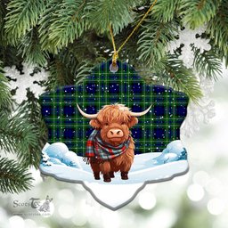 Scottish McNeil of Colonsay Modern Tartan Christmas Ceramic Ornament - Highland Cows Snow Style - Tartan Christmas Ornaments Scottish Plaid Tartan Plaid - ScotsTee - scotstee.com