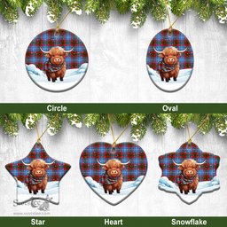Scottish Newton Tartan Christmas Ceramic Ornament - Highland Cows Snow Style - Tartan Christmas Ornaments Scottish Plaid Tartan Plaid - ScotsTee - scotstee.com