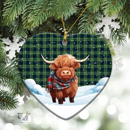 Scottish Spottiswood Tartan Christmas Ceramic Ornament - Highland Cows Snow Style - Tartan Christmas Ornaments Scottish Plaid Tartan Plaid - ScotsTee - scotstee.com
