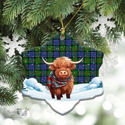 Scottish Paterson Tartan Christmas Ceramic Ornament - Highland Cows Snow Style - Tartan Christmas Ornaments Scottish Plaid Tartan Plaid - ScotsTee - scotstee.com