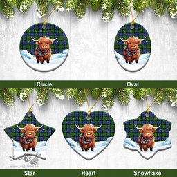 Scottish Paterson Tartan Christmas Ceramic Ornament - Highland Cows Snow Style - Tartan Christmas Ornaments Scottish Plaid Tartan Plaid - ScotsTee - scotstee.com