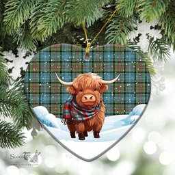 Scottish Paisley District Tartan Christmas Ceramic Ornament - Highland Cows Snow Style - Tartan Christmas Ornaments Scottish Plaid Tartan Plaid - ScotsTee - scotstee.com