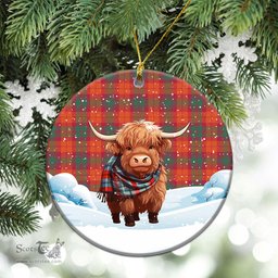 Scottish McNab Ancient Tartan Christmas Ceramic Ornament - Highland Cows Snow Style - Tartan Christmas Ornaments Scottish Plaid Tartan Plaid - ScotsTee - scotstee.com