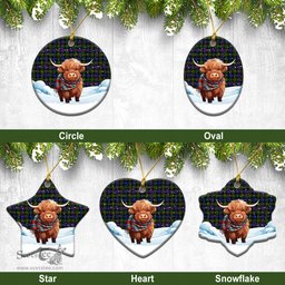 Scottish Murray of Atholl Modern Tartan Christmas Ceramic Ornament - Highland Cows Snow Style - Tartan Christmas Ornaments Scottish Plaid Tartan Plaid - ScotsTee - scotstee.com