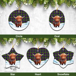 Scottish Whitelaw Tartan Christmas Ceramic Ornament - Highland Cows Snow Style - Tartan Christmas Ornaments Scottish Plaid Tartan Plaid - ScotsTee - scotstee.com