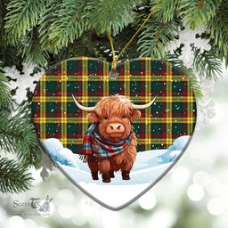 Scottish McMillan Old Modern Tartan Christmas Ceramic Ornament - Highland Cows Snow Style - Tartan Christmas Ornaments Scottish Plaid Tartan Plaid - ScotsTee - scotstee.com