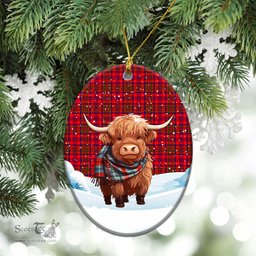 Scottish Murray of Tulloch Modern Tartan Christmas Ceramic Ornament - Highland Cows Snow Style - Tartan Christmas Ornaments Scottish Plaid Tartan Plaid - ScotsTee - scotstee.com