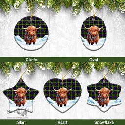 Scottish Watson Modern Tartan Christmas Ceramic Ornament - Highland Cows Snow Style - Tartan Christmas Ornaments Scottish Plaid Tartan Plaid - ScotsTee - scotstee.com