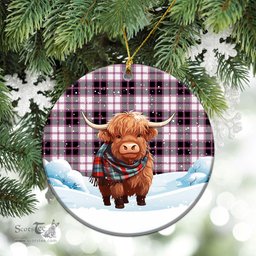 Scottish McPherson Hunting Modern Tartan Christmas Ceramic Ornament - Highland Cows Snow Style - Tartan Christmas Ornaments Scottish Plaid Tartan Plaid - ScotsTee - scotstee.com