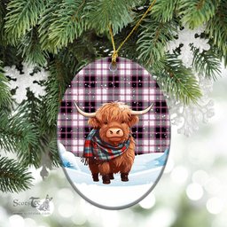 Scottish McPherson Hunting Modern Tartan Christmas Ceramic Ornament - Highland Cows Snow Style - Tartan Christmas Ornaments Scottish Plaid Tartan Plaid - ScotsTee - scotstee.com