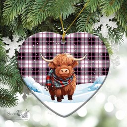 Scottish McPherson Hunting Modern Tartan Christmas Ceramic Ornament - Highland Cows Snow Style - Tartan Christmas Ornaments Scottish Plaid Tartan Plaid - ScotsTee - scotstee.com
