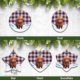 Scottish McPherson Hunting Modern Tartan Christmas Ceramic Ornament - Highland Cows Snow Style - Tartan Christmas Ornaments Scottish Plaid Tartan Plaid - ScotsTee - scotstee.com
