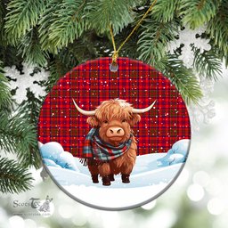 Scottish Murray (of Dysart) Tartan Christmas Ceramic Ornament - Highland Cows Snow Style - Tartan Christmas Ornaments Scottish Plaid Tartan Plaid - ScotsTee - scotstee.com