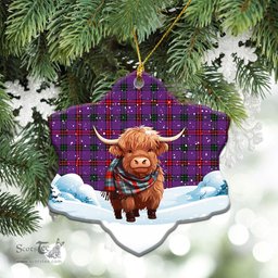 Scottish Montgomery Modern Tartan Christmas Ceramic Ornament - Highland Cows Snow Style - Tartan Christmas Ornaments Scottish Plaid Tartan Plaid - ScotsTee - scotstee.com