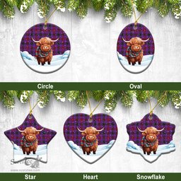 Scottish Montgomery Modern Tartan Christmas Ceramic Ornament - Highland Cows Snow Style - Tartan Christmas Ornaments Scottish Plaid Tartan Plaid - ScotsTee - scotstee.com