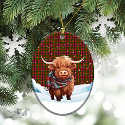 Scottish Skene Modern Tartan Christmas Ceramic Ornament - Highland Cows Snow Style - Tartan Christmas Ornaments Scottish Plaid Tartan Plaid - ScotsTee - scotstee.com