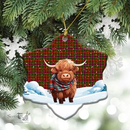 Scottish Skene Modern Tartan Christmas Ceramic Ornament - Highland Cows Snow Style - Tartan Christmas Ornaments Scottish Plaid Tartan Plaid - ScotsTee - scotstee.com