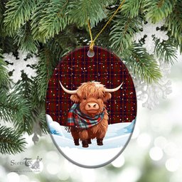Scottish Walker Tartan Christmas Ceramic Ornament - Highland Cows Snow Style - Tartan Christmas Ornaments Scottish Plaid Tartan Plaid - ScotsTee - scotstee.com