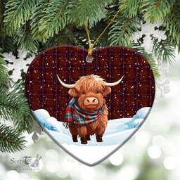 Scottish Walker Tartan Christmas Ceramic Ornament - Highland Cows Snow Style - Tartan Christmas Ornaments Scottish Plaid Tartan Plaid - ScotsTee - scotstee.com