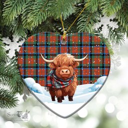 Scottish McNaughton Ancient Tartan Christmas Ceramic Ornament - Highland Cows Snow Style - Tartan Christmas Ornaments Scottish Plaid Tartan Plaid - ScotsTee - scotstee.com