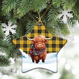 Scottish McLeod of Lewis Ancient Tartan Christmas Ceramic Ornament - Highland Cows Snow Style - Tartan Christmas Ornaments Scottish Plaid Tartan Plaid - ScotsTee - scotstee.com